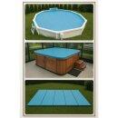 Poolabdeckung blau-beige