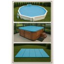 Poolabdeckung blau-beige